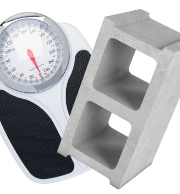 cinder block on weight scale